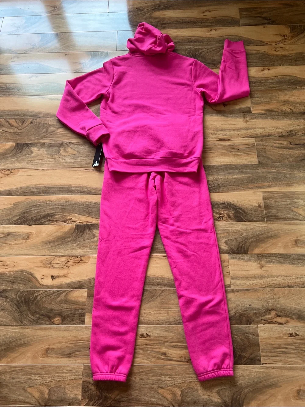 Adidas Girls Sweatsuit Jogger Set Large 14 Neon Pink Hoodie 2 Pc NWT Youth